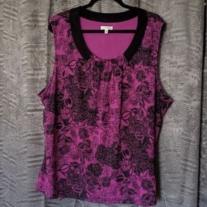 Croft &Barrow 3x magenta & black sleeveless blouse